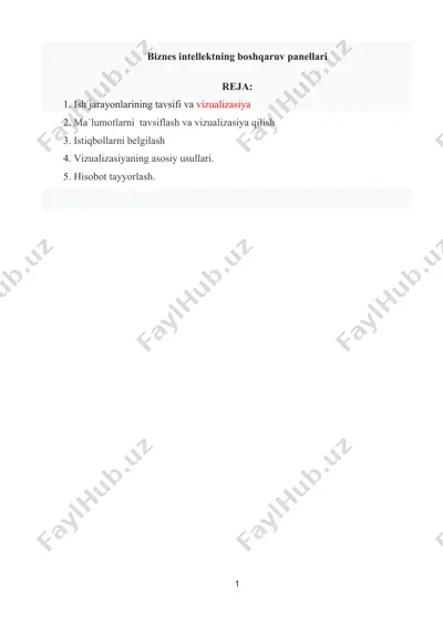 biznes intellektning boshqaruv panellari — DOC