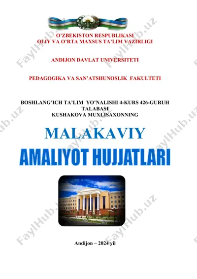oliy va o'rta maqsus ta'lim vazirligi malakaviy amaliyot hujjatlari — DOCX