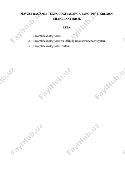 raqamli texnologiyalarga tanqid — DOCX