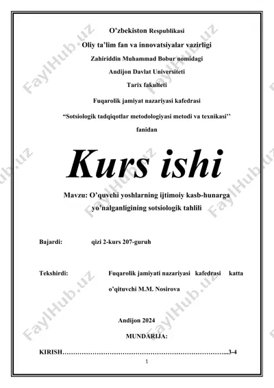 sotsiologik tadqiqotlar metodologiyasi metodi va texnikasi — DOCX
