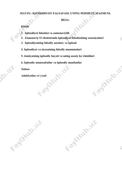 iqtisodiyot falsafasi — DOCX