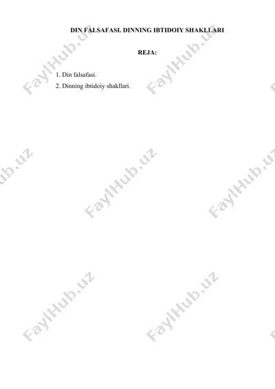 din falsafasi. dinning ibtidoiy shakllari — DOCX