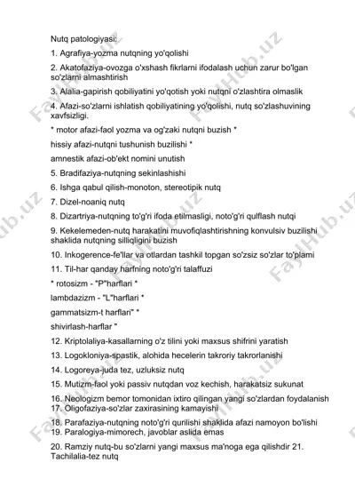 nutq patologiyasi — DOCX