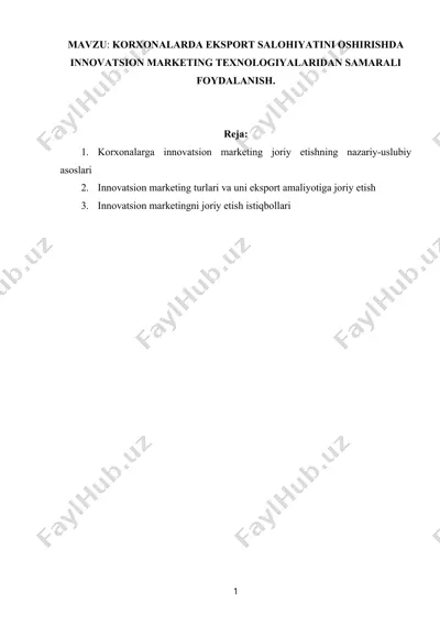 korxonalarga innovatsion marketing joriy etishning nazariy-uslubiy asoslari — DOCX