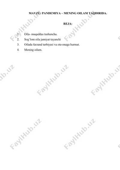 pandemiya va oila taqdirda — DOCX