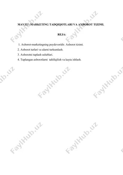 marketing tadqiqotlari va axborot tizimi — DOCX