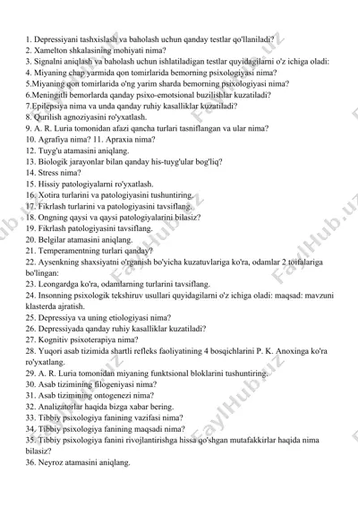 psixologiya sinovlari — DOC