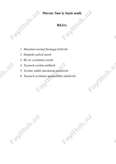 chizikli programmalash masalasi — DOCX