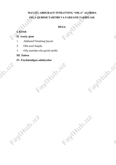 abdurauf fitratning “oila” asarida — DOCX