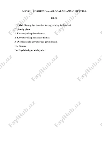 korrupsiya – global muammo sifatida — DOCX