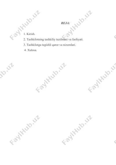 bank faoliyatining tashkiliy tuzilmasi — DOCX