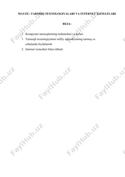 kompyuter tarmoqlari — DOCX