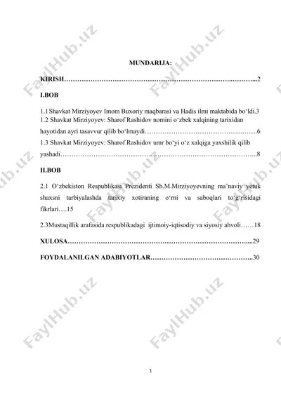 shavkat mirziyoyevning tarixiy xotirasi — DOCX