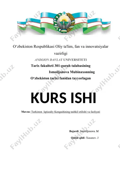 turkiston iqtisodiy kengashining tashkil etilishi va faoliyati — DOCX