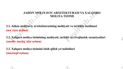 jahon moliyaviy arxitekturasi va xalqaro moliya tizimi — PPTX