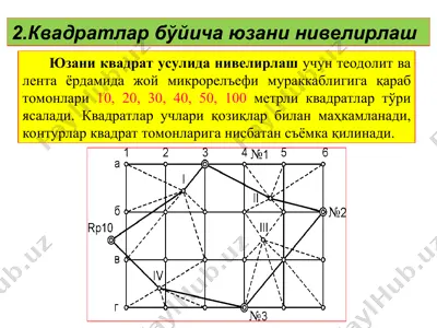 квадратлар бўйича юзани нивелирлаш — PPT