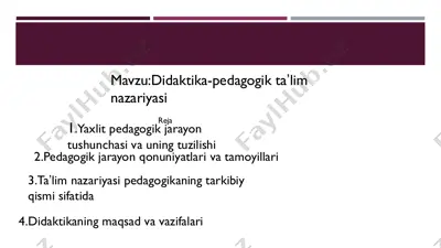 didaktika-pedagogik ta'lim nazariyasi — PDF