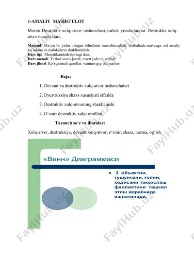 destruktiv xulq-atvor va deviantlik — DOCX