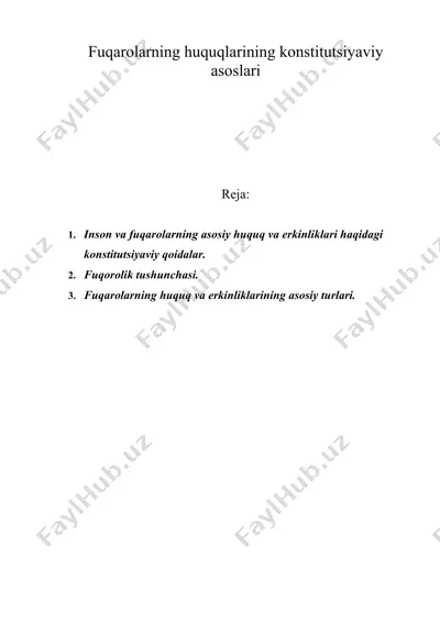 fuqarolarning huquqlarining konstitutsiyaviy asoslari — DOC