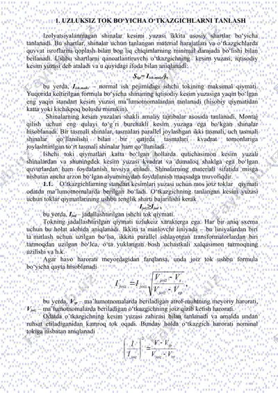uzluksiz tok bo‘yicha o‘tkazgichlarni tanlash — DOC