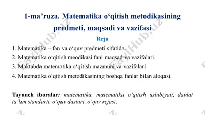 matematika o‘qitish metodikasi — PPTX