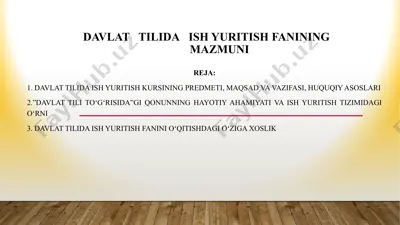 davlat tilida ish yuritish kursi — PPTX