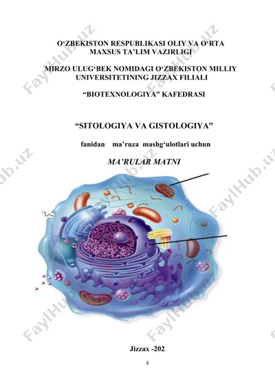 "sitologiya va gistologiya" fanidan ma’ruza matni — DOCX