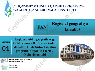 powerpoint x 4 toshkent irrigatsiya va qishloq xudoyxonaligini mexanizatsiyalash muhandislari institut — PPTX