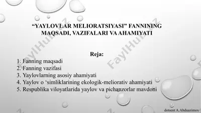 yaylovlar melioratsiyasi — PPTX
