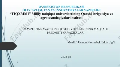 "innovatsion iqtisodiyot" — PPTX