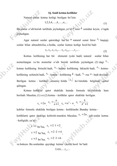 sonli ketma-ketliklar — DOCX