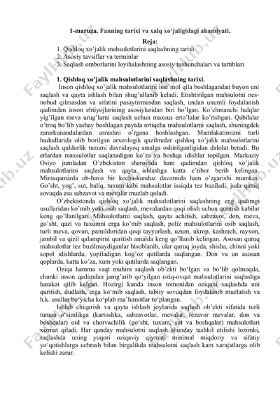 qishloq xo’jalik mahsulotlarini saqlashning tarixi — DOCX