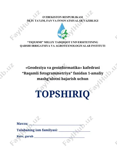 raqamli fotogrammetriya topshiriqi — DOCX
