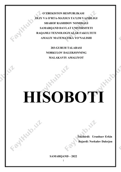 matematik modellarni yaratishda energiya va materiya saqlash qonunlari — DOCX