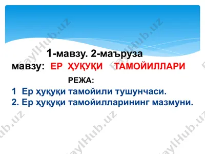 ер ҳуқуқи тамойилларининг мазмуни — PPTX
