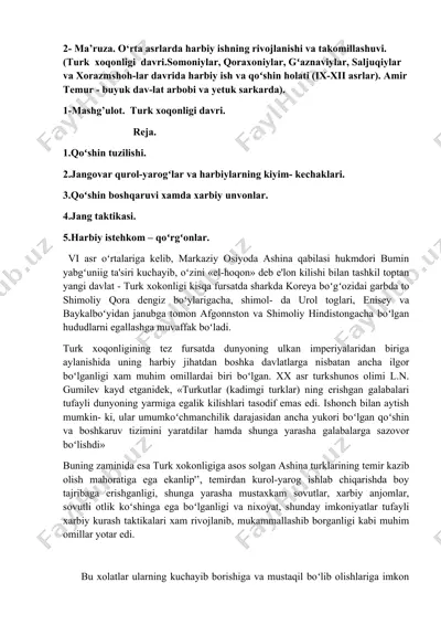 turk xoqonligi davri harbiy ishi — DOCX