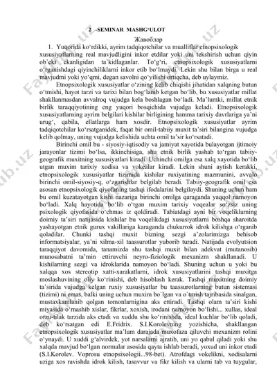 etnopsixologik xususiyatlar va ularning o‘ziga xos axloqiyotlari — DOC
