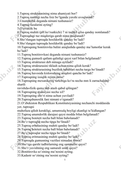 tuproq va unumdorlik — DOCX