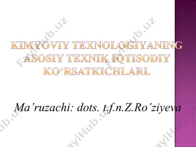 kimyoviy texnologiyada iqtisodiy tushunchalar — PPT