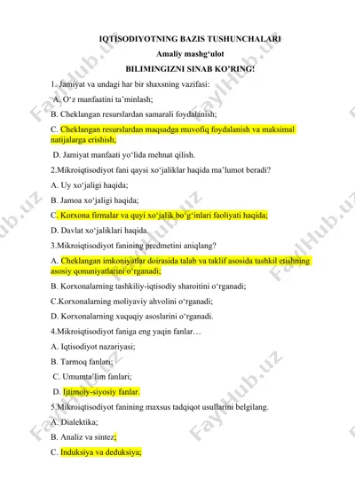 iqtisodiyotning bazis tushunchalari — DOCX