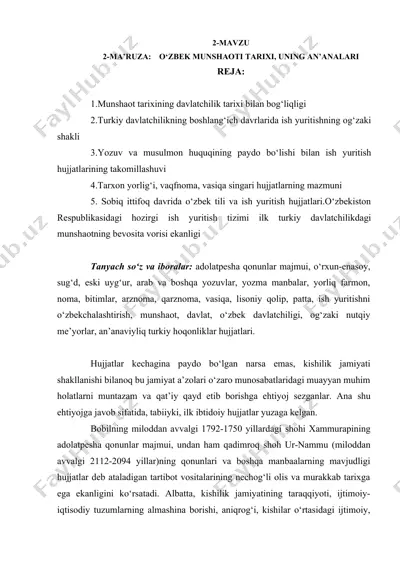 uzbek munshaoti tarixi va uning an'analari — DOCX