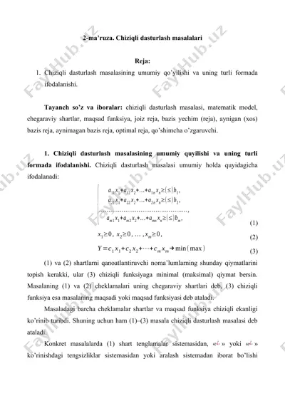 chiziqli dasturlash masalalari — DOCX