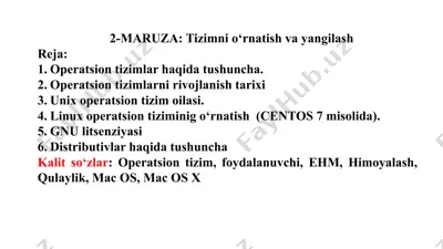 operatsion tizimlar haqida tushuncha — PPTX