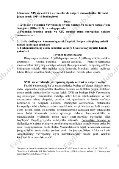 xvii asr yevropa siyosiy xaritasi va xalqaro vaziyat — DOCX