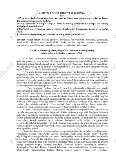 o'rta asrlar va madaniyati — DOCX