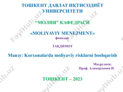 korxonalarda moliyaviy risklarni boshqarish — PPTX