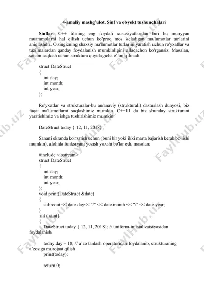 c++ tilida sanalar va strukturalar — DOCX