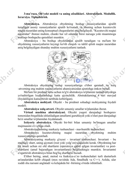 abstraksiya. ob'yekt modeli va uning afzaliklari. — DOCX