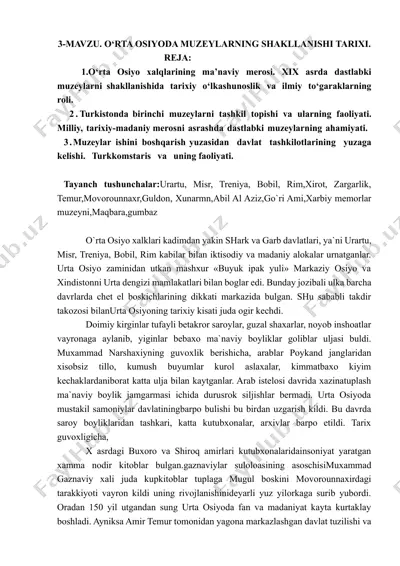 o‘rta osiyoda muzeylarning shakllanishi tarixi — DOCX