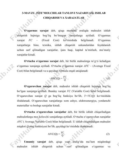 iste'molchilar tanlovi nazariyasi. ishlab chiqarish va xarajatlar — DOCX